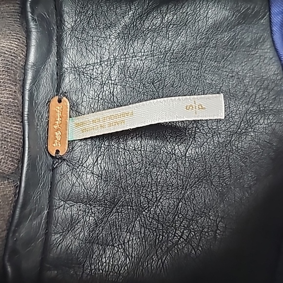 Free People black faux leather vegan moto motorcycle zip up hooded jacket sz S - Picture 7 of 12